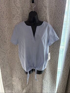 Ivanka Trump Large Women’s Blue Stripe Tie-Front Top - NWT